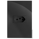 Conjunto Tomada 10a Horizontal 4x2 - RECTA Grafite Gloss